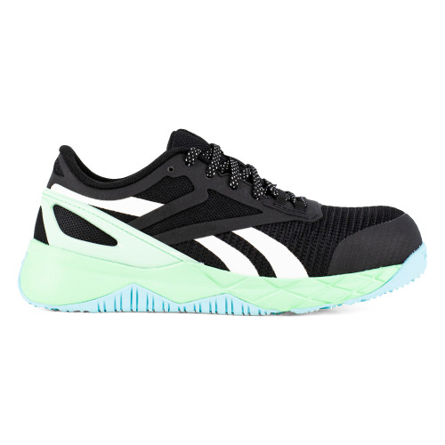 REEBOK NANOFLEX TR WORK WOMEN'S ATHLETIC SHOE BLACK/SEAFOAM GREEN/WHITE BOOTS RB365