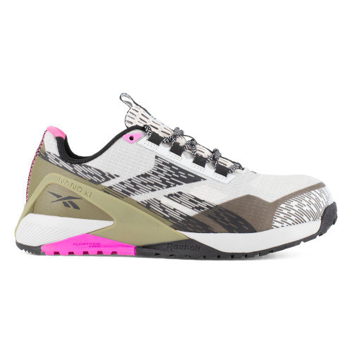 REEBOK NANO X1 ADVENTURE WORK WOMEN'S ATHLETIC SHOE SILVER/ARMY GREEN/PINK BOOTS RB383