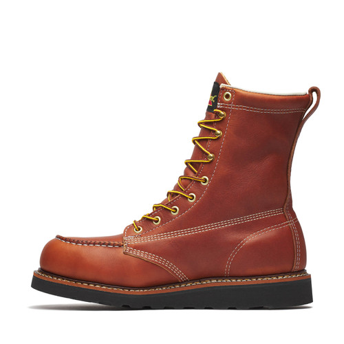 THOROGOOD AMERICAN HERITAGE 8″ TOBACCO STEEL MOC TOE BLK WEDGE BOOTS 804-4288