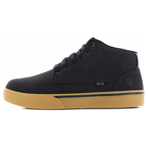 VOLCOM TRUE MEN'S BLACK/GUM SKATE INSPIRED MID WORK SHOE BOOTS VM30119