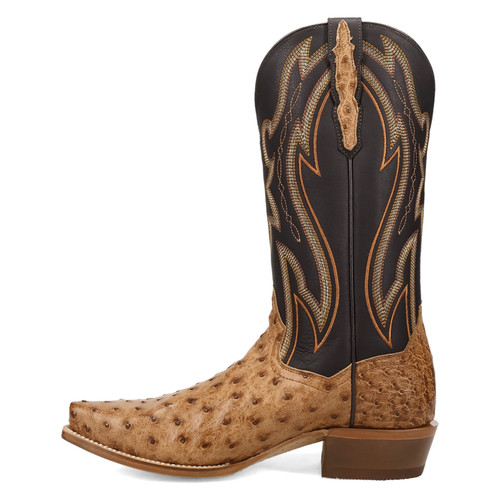 DAN POST GRIT FULL QUILL OSTRICH TAN/DARK BROWN MEN'S COWBOY BOOTS DP7121 