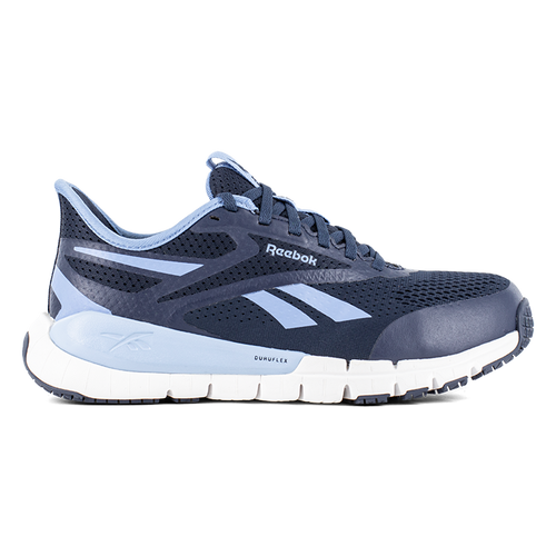 REEBOK FLEX TRAINER WORK ELEVATED EASE ON/OFF WOMEN'S ATHLETIC SHOE NAVY/SKY BLUE BOOTS RB513