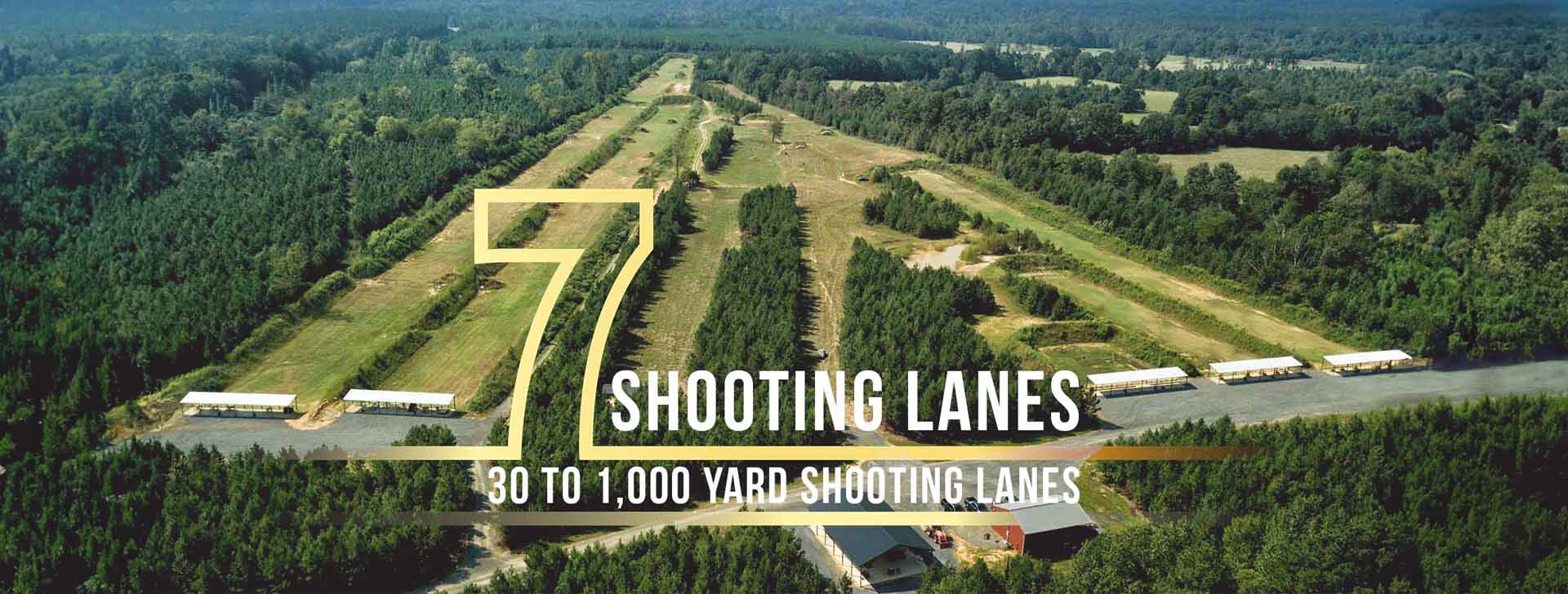 Aerial shot of the 7 Gun lanes at Gunline Shooting.