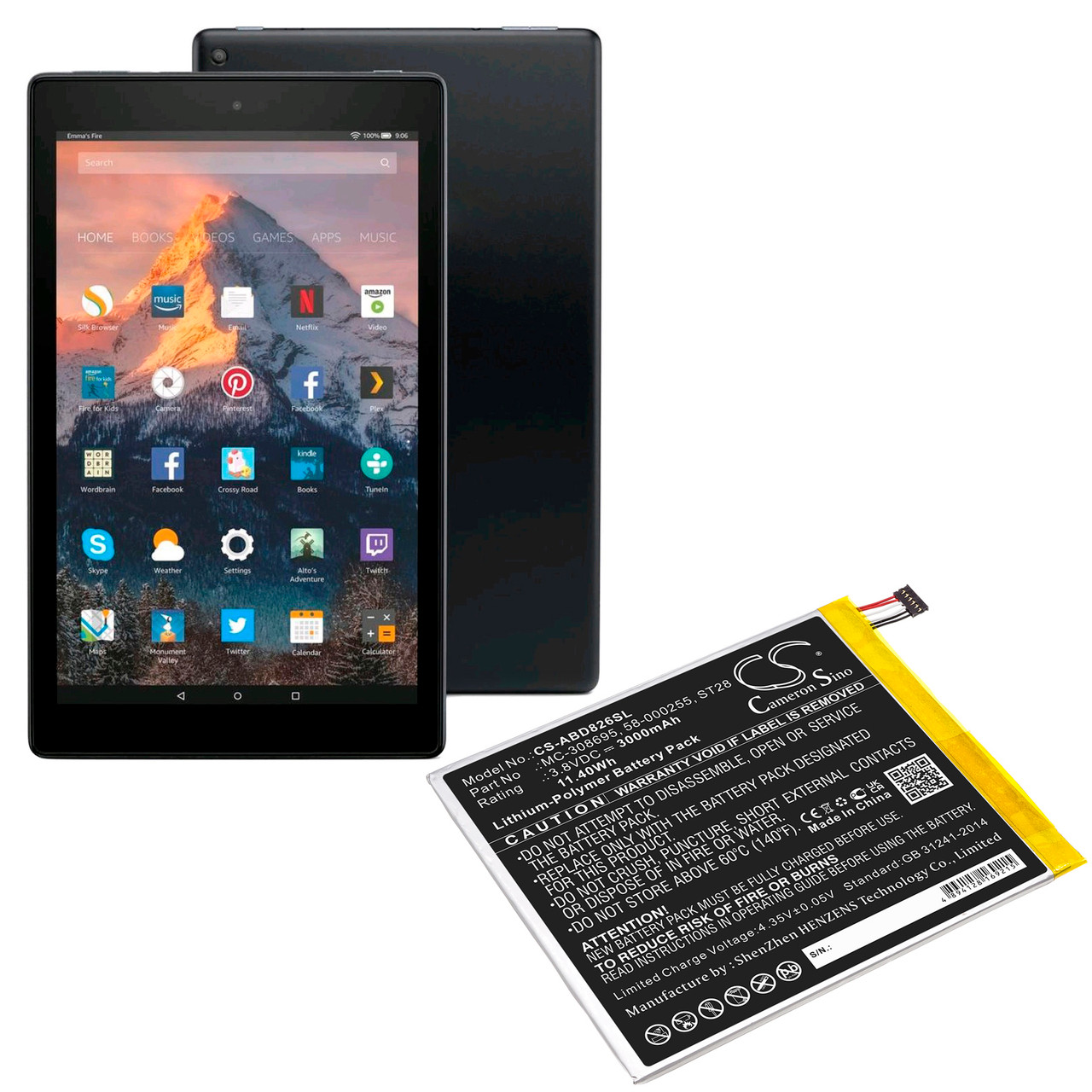 Replacement Battery For Amazon Tablet ST28 – 58-000255, MC-308695 – With Tool (USA)