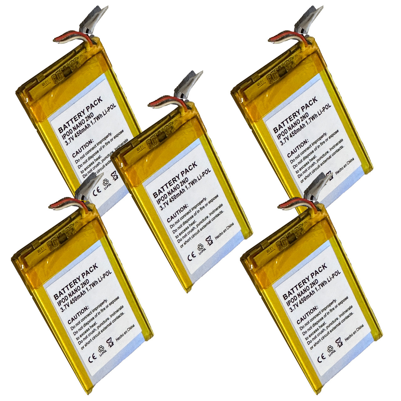 Battery 5-PACK for Apple iPod Nano 2nd Gen Generation 2 4 8 gb 2gb 4gb 8gb  616-0283 A1199 616-0292