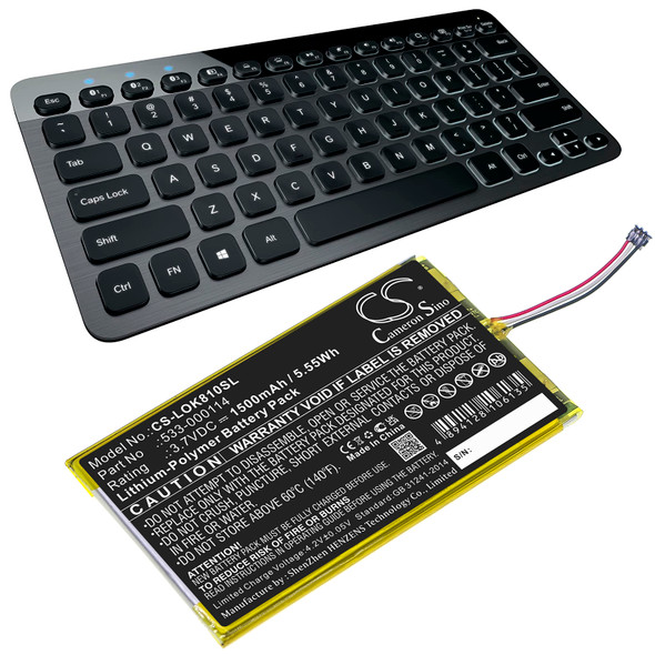 Battery for Logitech IIIuminated Keyboard K810 533-000114 CS-LOK810SL 1500mAh Battery for Logitech IIIuminated Keyboard K810 533-000114 CS-LOK810SL 1500mAh