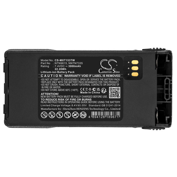 Battery for Motorola XTS2500 HNN9815 NNTN6263 NNTN7032B NNTN7335 Impres 3000mAh