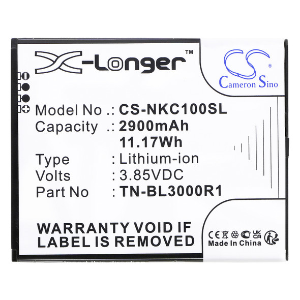 Battery for Nokia TN-BL3000R1 N152DL TA-1520 C100 2022 CS-NKC100SL 3.85V Li-ion