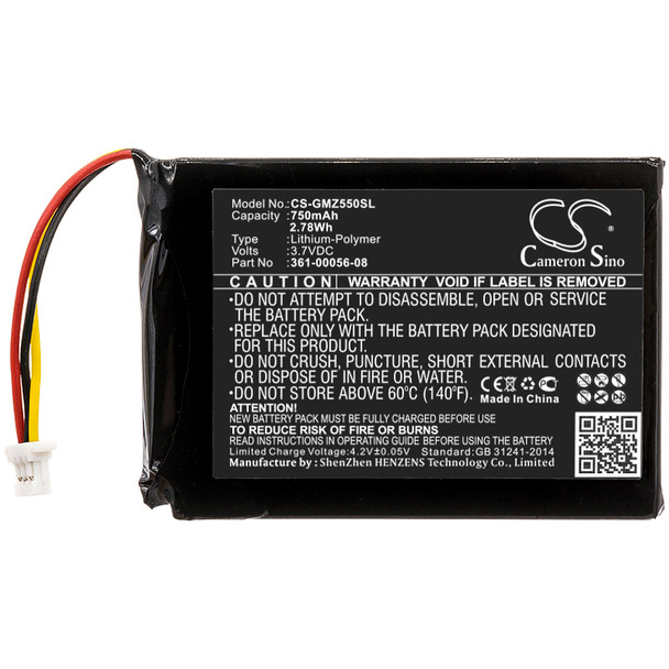 Battery for Garmin 361-00056-08 DriveSmart 5 55 65 GPS CS-GMZ550SL 3.7V 750mAh