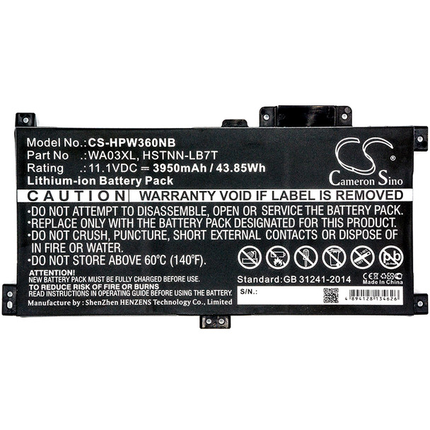 Battery for HP Pavilion x360 916367-541 916812-055 916812-855 TPN-W126 WA03XL