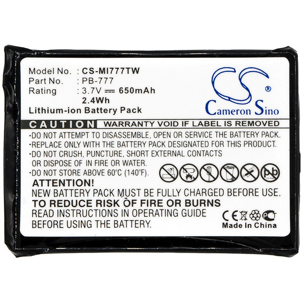 Battery for Midland 777 PMR446+ PB-777 Two-Way Radio CS-MI777TW 650mAh 2.41Wh