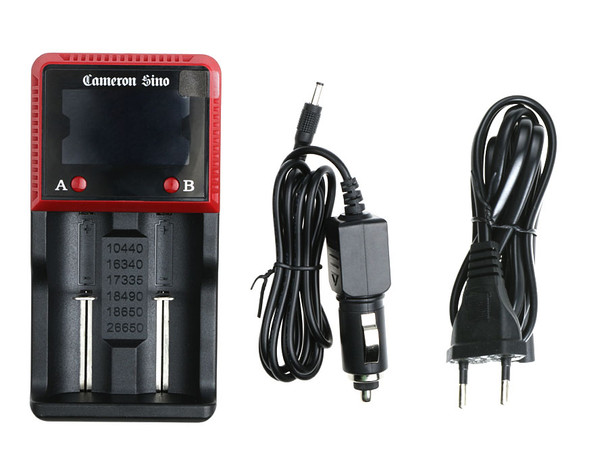 Battery Charger for 16650 17335 17500 17650 25500 26650 AA AAA w/Euro Cord + Car