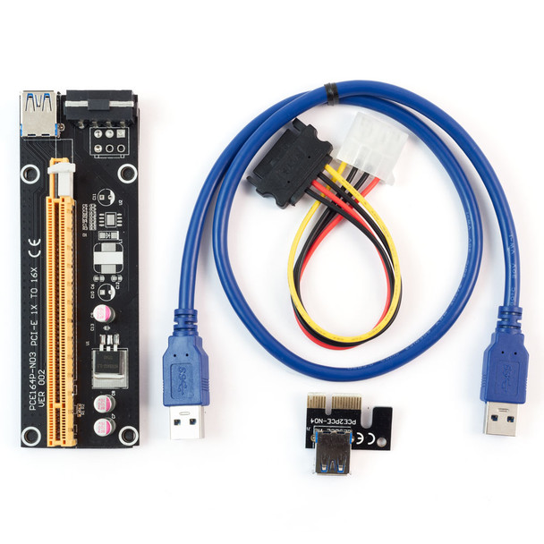 6-Pack PCI-E Adapter SATA USB 3.0 1x to 16x for Mining 4pin Molex Multi GPU Riser