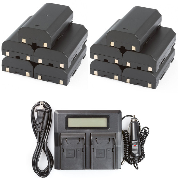 10 Batteries + LCD Dual Rapid Battery Charger for Trimble R7