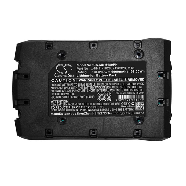Battery for Milwaukee M18 0880-20 2626-20 48-11-1828 48-11-1815 48-11-1820 M18XC