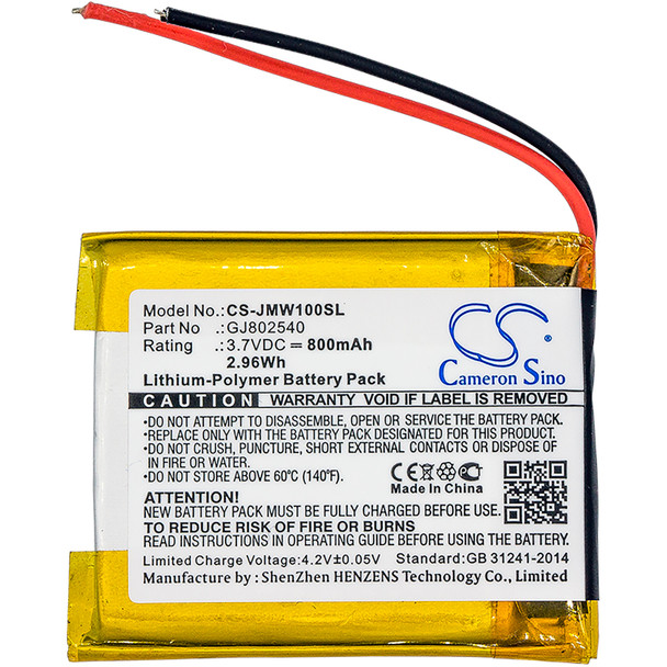 Battery for JBL Wind GJ802540 Speaker CS-JMW100SL 3.7v 800mAh 2.96Wh Li-Polymer