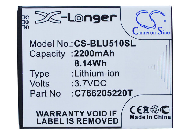 Battery for BLU D550 D550A D551A Studio 5.3 II C766205220T Mobile CS-BLU510SL