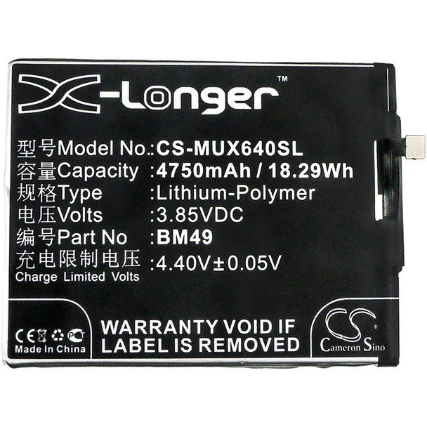 Battery for Xiaomi 2016001 2016002 2016007 Hydrogen Max Mi Dual SIM TD-LTE BM49