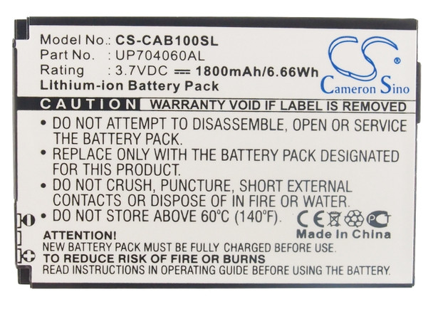 Battery for CAT B10 UP704060AL Mobile SmartPhone CS-CAB100SL 3.7v 1800mAh 6.66Wh