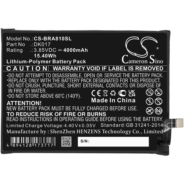 Battery for Blackview A80 Pro DK017 Mobile SmartPhone CS-BRA810SL 3.85v 4000mAh