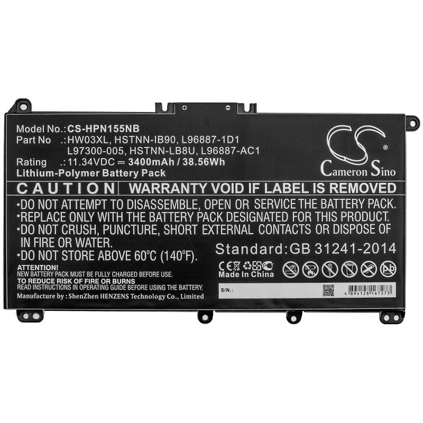 Battery for HP Pavilion 15 HW03XL L96887-1D1 L96887-421 L96887-AC1 L97300-005
