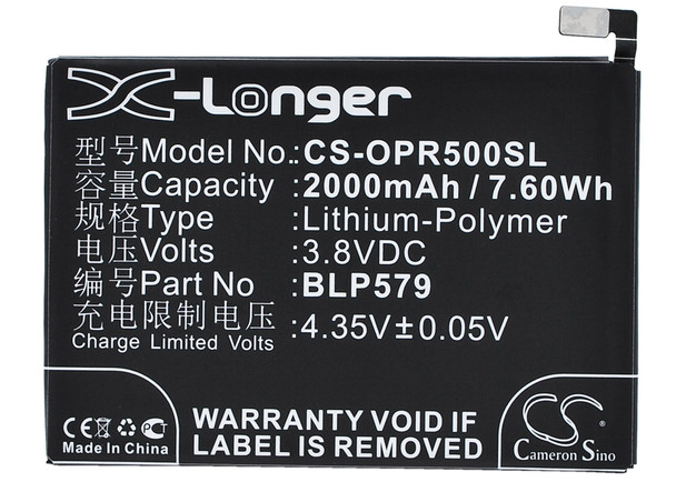 Battery for OPPO R5 R8107 R8109 BLP579 Mobile SmartPhone CS-OPR500SL 3.8v