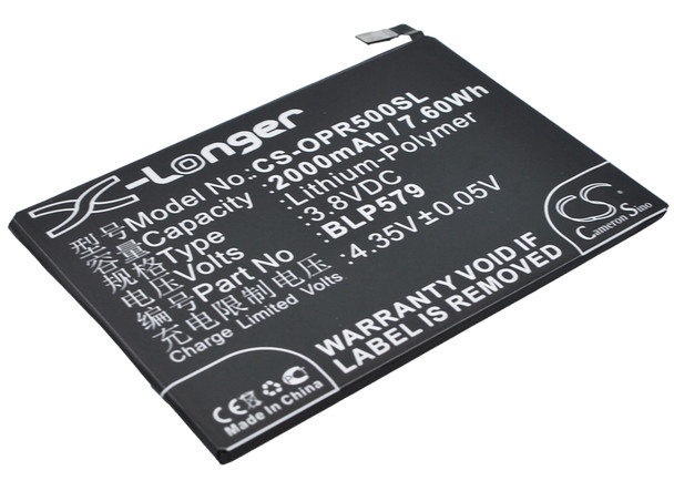 Battery for OPPO R5 R8107 R8109 BLP579 Mobile SmartPhone CS-OPR500SL 3.8v
