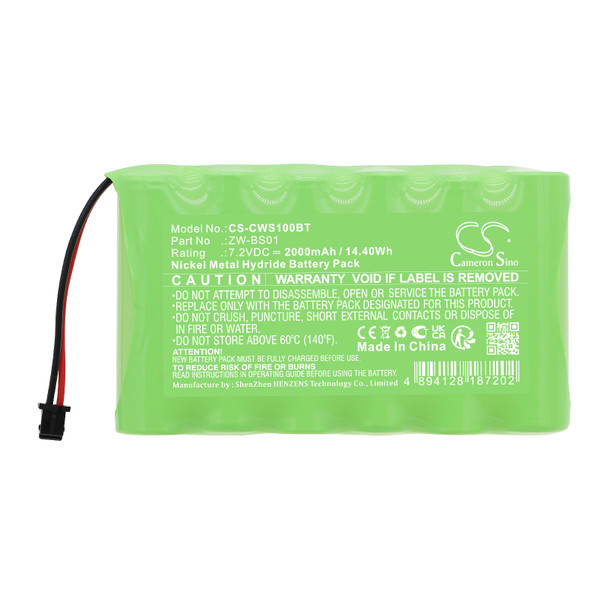 Battery for CaddX ZeroWire Control Panel ZW-6404-NL ZW-BS01 CS-CWS100BT 7.2v