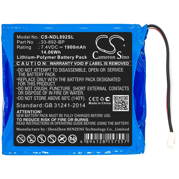 Battery for IDEAL 33-892 Securitest Pro Tester 33-892-BP CS-NDL892SL 7.4v LiPoly