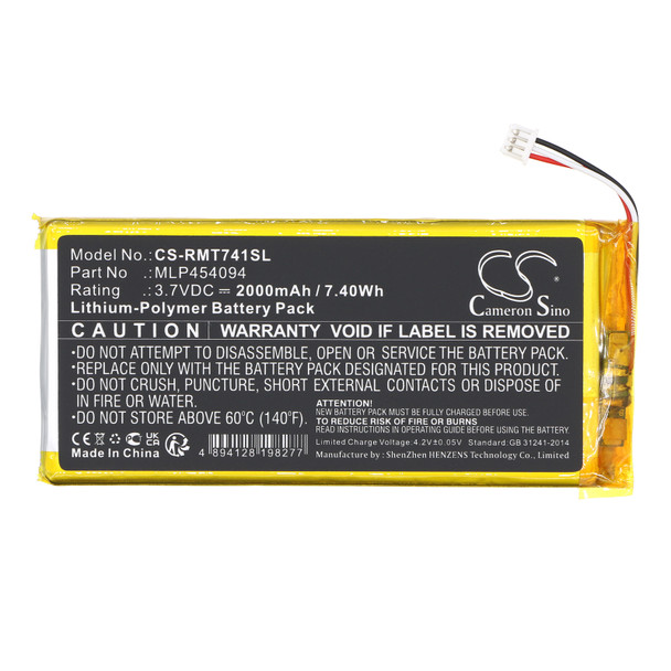 Battery for RAND MCNALLY MLP454094 TND-740C CS-RMT741SL 3.7V Li-Polymer