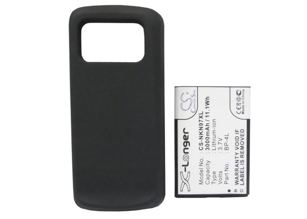Battery for Nokia BP-4L N97 CS-NKN97XL 3.7V Li-ion Extended With Back Cover