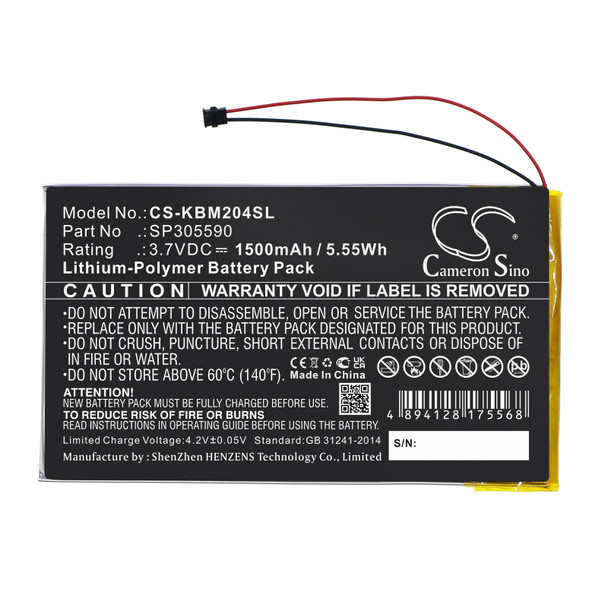 Battery for Kobo SP305590 Aura HD N204-KBO-B CS-KBM204SL 3.7V E-book E-reader