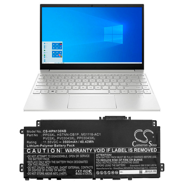 Battery for HP PP03XL HSTNN-OB1P M01118-AC1 M01144-005 PV03XL Pavilion 14-DV