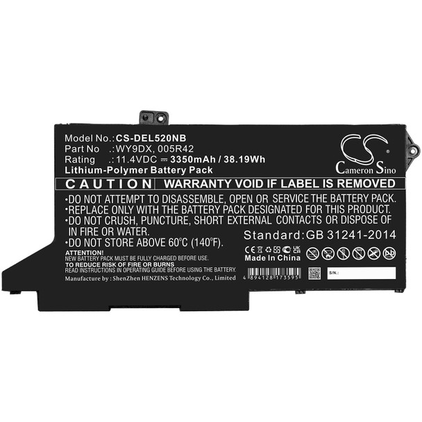 Battery for Dell WY9DX 005R42 Latitude 5420 5520 CS-DEL520NB 11.4V Li-Polymer