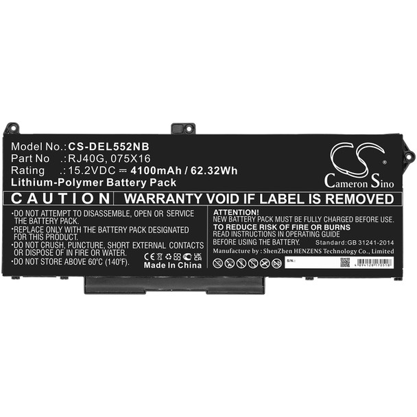Battery for 075X16 RJ40G 4MTF7 Dell Precision 3560 Latitude 15 5420 5520 F3T9T