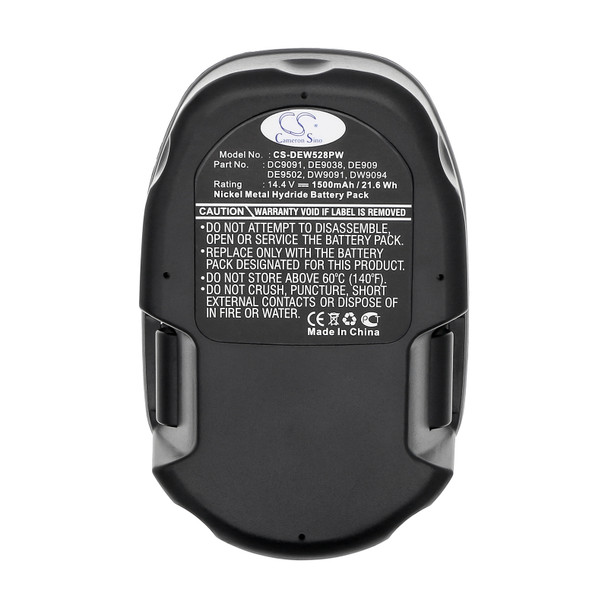 Battery for DC9091 DC9096 DE9091 DW9091 DW9094 DeWalt DC528 DW906 DW918 14.4V