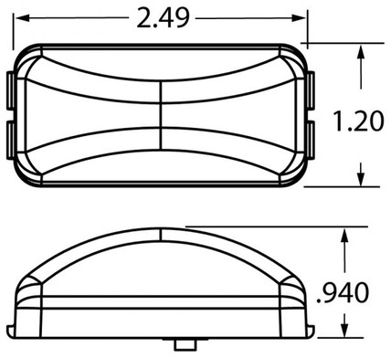 TL 15250R, 15 Series, Led, Redrectangular, 1 Diode, M/C Light, P3, 12v