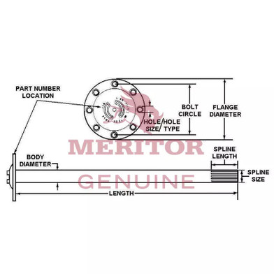 TDA 3202H9342, Drive Axle - Axle Shaft, Short