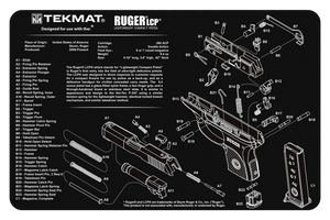 TekMat Ruger LCP Cleaning Mat Black/White Rubber