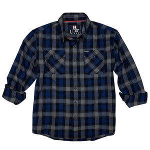 Hornady Gear Flannel Shirt Large Navy/Black/Gray, Cotton/Polyester,