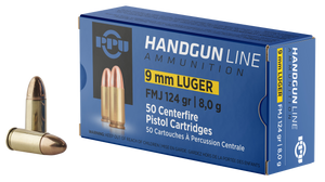 PPU Handgun 9mmLuger 124gr Full Metal Jacket
