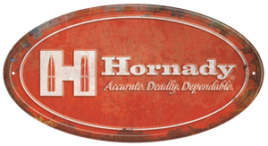 Hornady Oval Sign Rustic Red White Aluminum