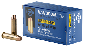 PPU Handgun 357Mag 158gr Flat Point Jacketed