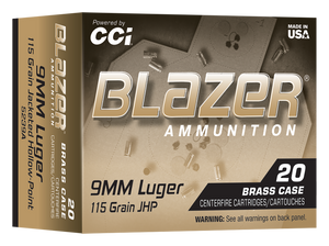 CCI Blazer 9mmLuger 115gr Jacketed Hollow Point