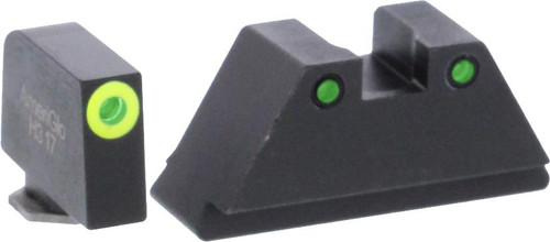 Ameriglo Green Tritium LimeGreenLumi Rnd Outline .315/Black .394 for Glock Tall Suppressor