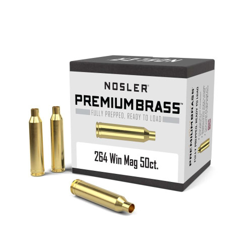 Nosler Unprimed Brass Rifle Cartridge Cases .264 Win Magazine 50/ct