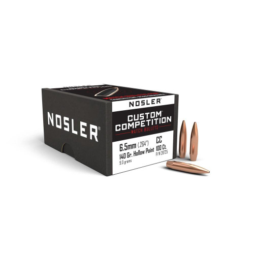 Nosler Custom Competition 6.5 Creedmoor Hollow Point Boat Tail 140gr Bullets - 26725