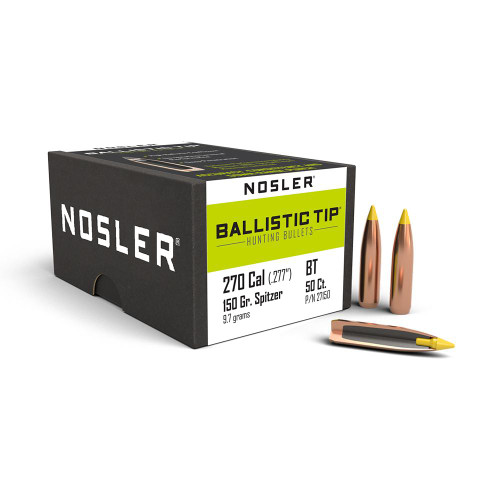 Nosler Ballistic Tip Hunting Rifle Bullets .270 cal .277" 150 gr Sbt-Btip 50/ct