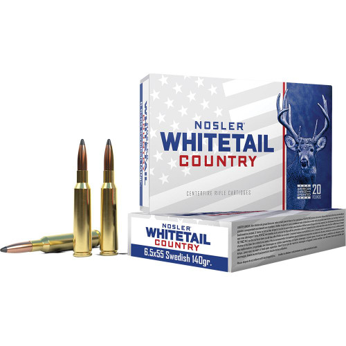 Nosler Whitetail Country Rifle Ammunition 6.5x55mm Swedish Mauser 140gr JSP 20/ct