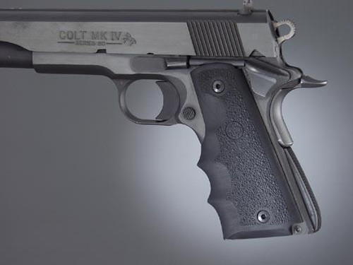 Hogue Colt Government Grips .45 1911 Rubber Grips with Finger Grooves - Black